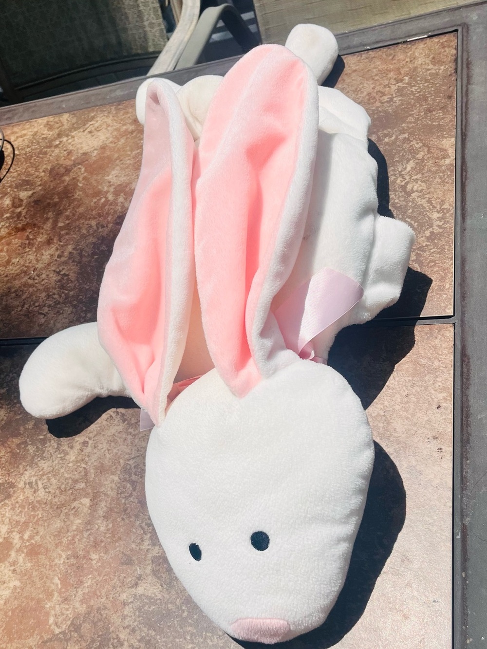 Plush Bunny Comforter Toy - White & Pink